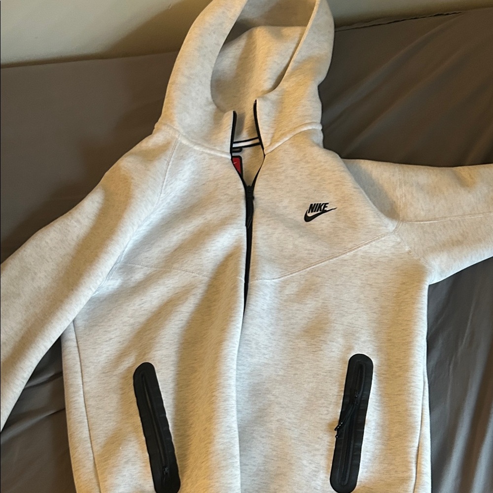 Nike Light Gray Hoodie with Black Zippers
